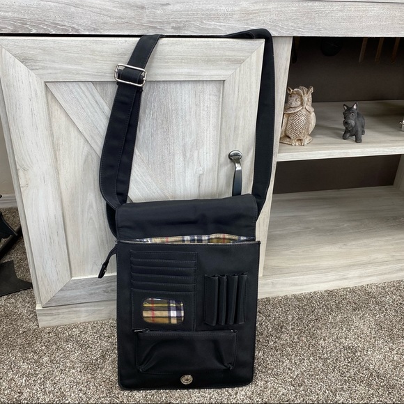 Carlo D' Santi Leather Front Flap Organizer Bag Tote Shoulder Newsboy RARE - Picture 11 of 15